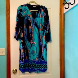 Dress CB beautiful blues greens and corals